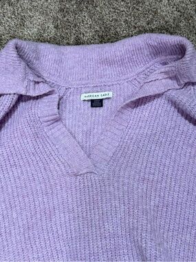 American Eagle Outfitters Light Lavender V-Neck Knit Sweater